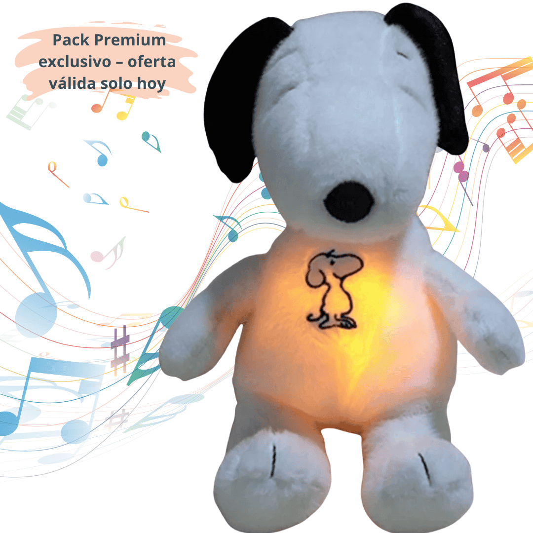 Peluche que Respira Luminoso con Sonido – Calmante, Anti-Estrés y Anti-Ansiedad inspirado en Snoopy