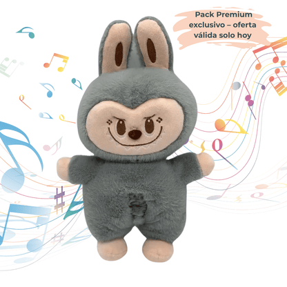 Peluche antiansiedad inspirado en Labubu con sonido y respiración realista.