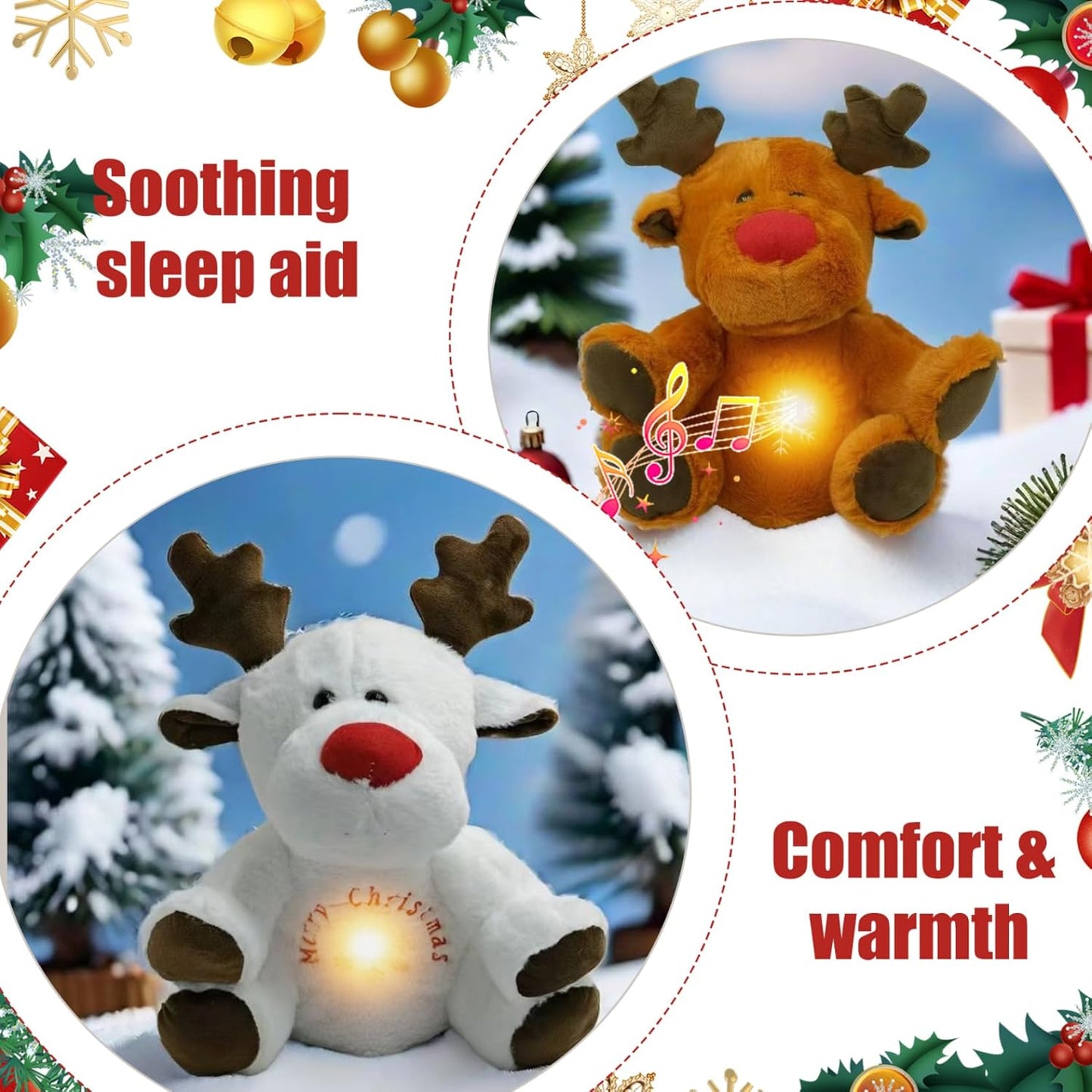 peluche de reno navideño que respira